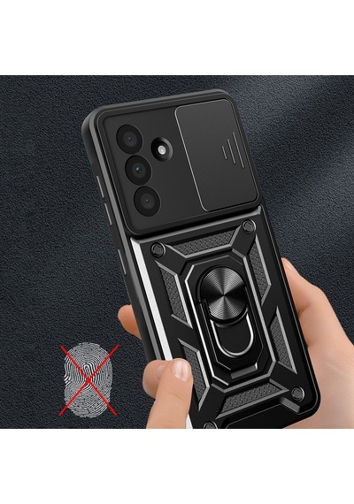 Galaxy Uyumlu Uyumlu A36 Kılıf Magnetik Standlı Kamera Korumalı Zore Sürgülü Vega Kapak Mavi