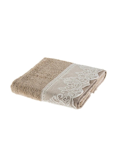 Taç Pamuk Lace 2'li Dantelli El-Yüz Havlusu Camel