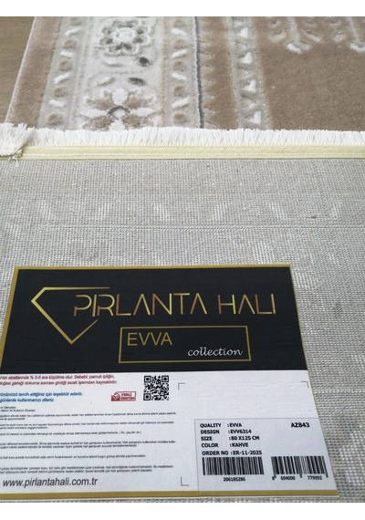 Pırlanta Evva Halı Seccade Parlak Yumuşak Dokulu Kadifemsi Yüzey Bej
