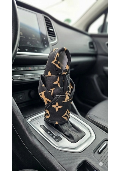 Siyah Otomobil İçi Polar Vites Topuzu Kılıfı Hoodie Vites Topuz Sweat Kıyafet Vites Polar Siyah Beyaz