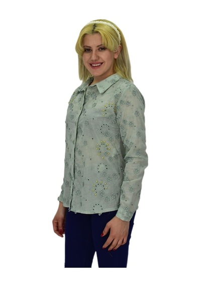 Kadın Brodeli Taşlı Bluz Bgl-st03720 001