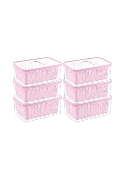 Lı Süzgeçli Fresh Saklama Kabı Seti 1.6 Lt Plastik Saklama Set 6 Adet Diğer