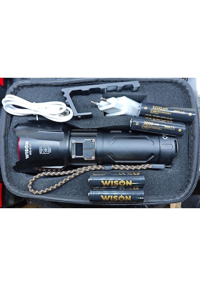 Wison Ws-915 Şarj Edilebilir Profesyonel El Feneri Siyah