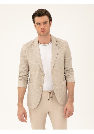 Cacharel Bej Slim Fit Pamuk Karışımlı Ceket