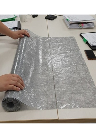 Pvc Masa Örtüsü Şeffaf Hasır Desen Silinebilir Lüx Masa Örtüsü Deliksiz Renkli Gri