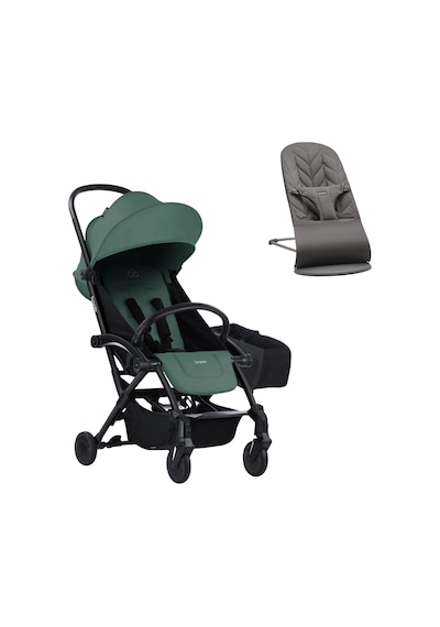 BabyBjörn Bliss Ana Kucağı Petal Woven Anthracite & Bumprider Connect³ Black-Olive Bebek Arabası - Yan Düzenleyici Çanta