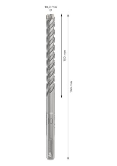 Ayrex 1x Pro Sds Plus-5x Kırıcı Delici Delme Ucu Donatılı Beton, Beton, Ø 10,00 Mm, Professional Aksesuar Kırıc