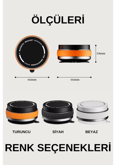 Wearfitpro Her Alana Uyumlu 360 Derece Dönebilen Çok Açılı Magsafe Özellikli Güçlü Telefon Tutucu Siyah