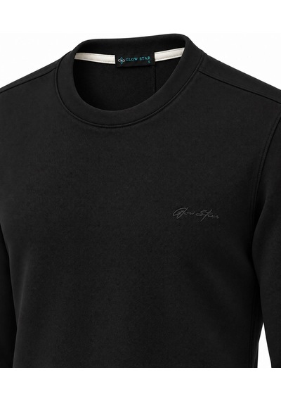 Glow Star Bisiklet Yaka Slim Fit Erkek Sweatshirt - 7777 Siyah