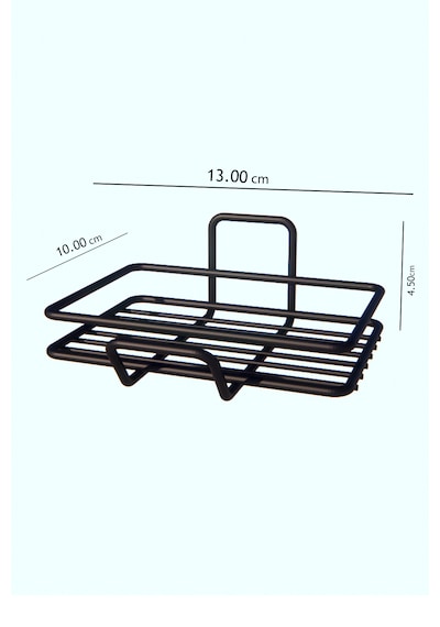 Yapışkanlı 2 Li Set Sabunluk Banyo Mutfak Lavabo Metal Katı Sabunluk Siyah Siyah
