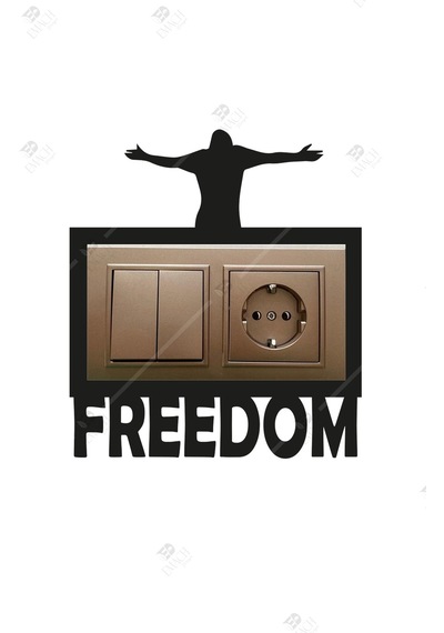 Freedom Temalı Çiftli Priz Çerçevesi Dekorasyon