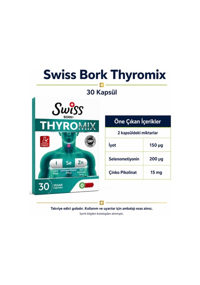 Swiss Bork Thyromix İyot Selenyum Ve Çinko 30 Kapsül