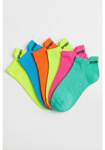 Socketta Kadın Mikrofiber Dikişsiz 6'lı Karışık Renk Patik Çorap Premium Çok Renkli
