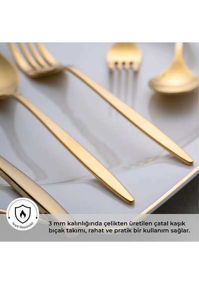 Emsan Alisa Parlak Gold 60 Parça 12 Kişilik Çatal Kaşık Bıçak Takımı