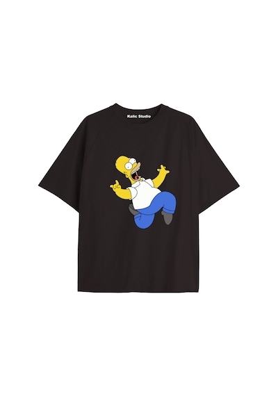Kalic Studio Y2k Vintage Simpson Baskılı Siyah T-shirt Kod 298 Siyah-298