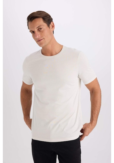 DeFacto Slim Fit Dar Kesim Bisiklet Yaka Modal Karışımlı Pamuklu Basic Düz Kısa Kollu Tişört M6606AZ25SPER20