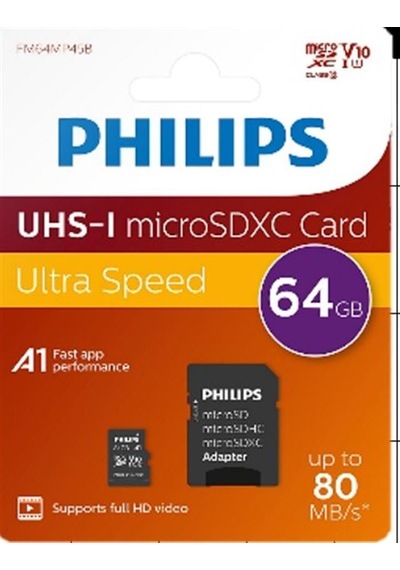 Philips Fm64mp45b/00 64gb Class10 Uhs-ı U1 Tf Adaptörlü Micro Sdxc Hafıza Kartı