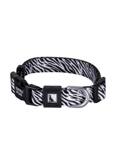 Swissplus Urban Paws Zebra Noir Recycled Köpek Tasması - 15 Mm Beyaz - Siyah