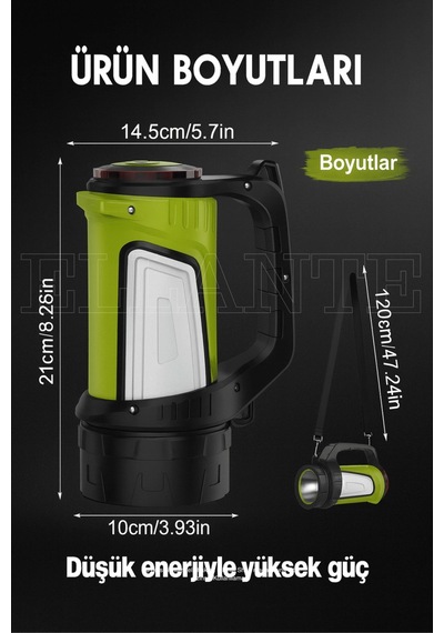 Şarjlı Çok Fonksiyonlu Led El Feneri 4500mah Powerbank, Su Geçirmez, Çoklu Işık Modları Çok Renkli