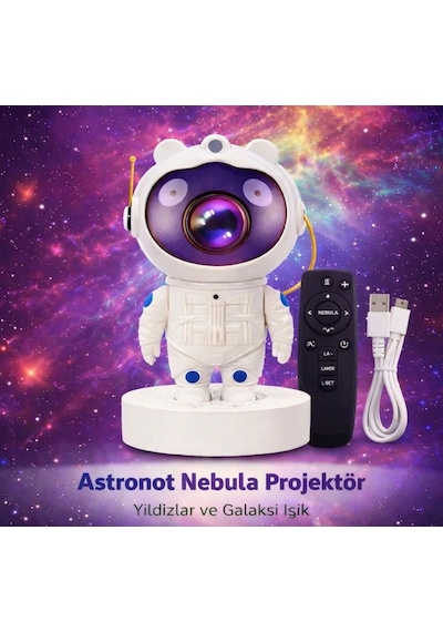 Astronot Yıldız Galaksi Projektör Gece Lambası Uzaktan Kumandalı Nebula Işık