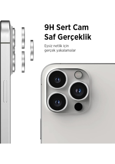 Bix Apple Uyumlu iPhone 16 Pro / 16 Pro Max Safir Lens Koruyucu 3d Kamera Camı 9h Premium Lens Kapağı Desert Titanyum