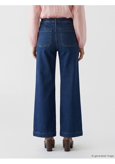 Lcwaıkıkı Classic İndigo Wideleg Kadın Jean Pantolon
