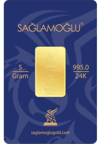 5 Gram Külçe Altın 24 Ayar 995,0 / 999,9 Saflık Rafineri Ambalajlı, Seri Numaralı