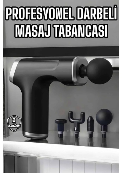 Masaj Tabancası 4 Başlıklı Kas Ve Vücut Ağrıları İçin Şarjlı Darbeli Açık Lacivert 53785677