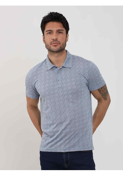 Dufy Mavi Erkek Slim Fit Jakarlı Polo Yaka Tshirt - 105229-mavi Mavi