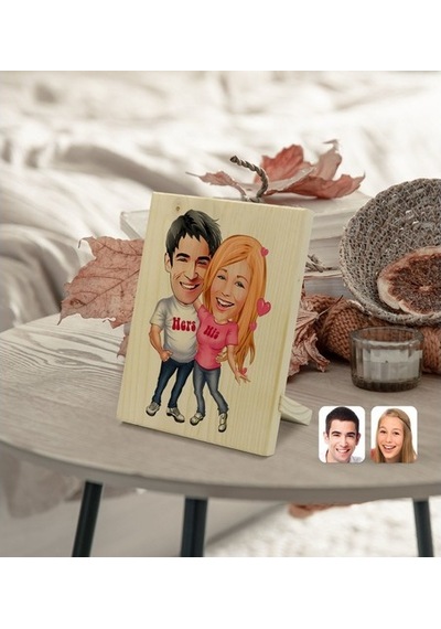 Kişiye Özel Sevgililer Karikatürlü Dekoratif Ahşap Çerçeve Model (539866794)