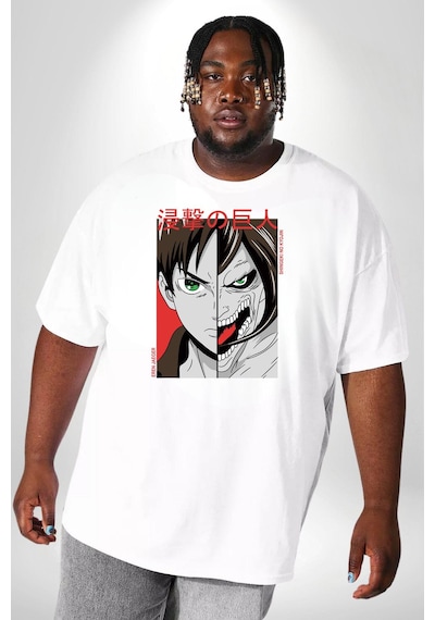 Angemiel Anime Titan Saldırısı Beyaz Büyük Beden Kadın Erkek Ünisex Basic Ön Baskılı Tişört Beyaz