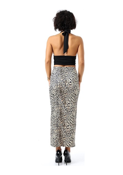 Gugus Kadın Derin Yırtmaçlı Dijital Baskılı Etek Maxi Boy 92 Cm Win-leopar