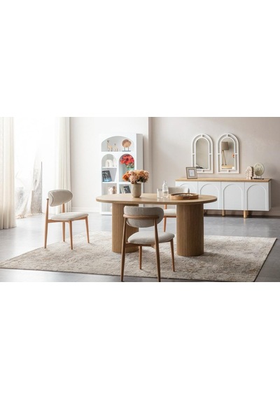 Horizon İskandinav Oval Natural Ahşap Bohem Masa 80x190 Natural Ayak - Natural Üst