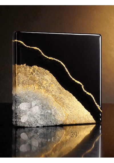 Geode Nero Kuvars Taşlı Modern Epoksi Duvar Tablosu Enerjisel & Dekoratif Sanat 20x20 Cm