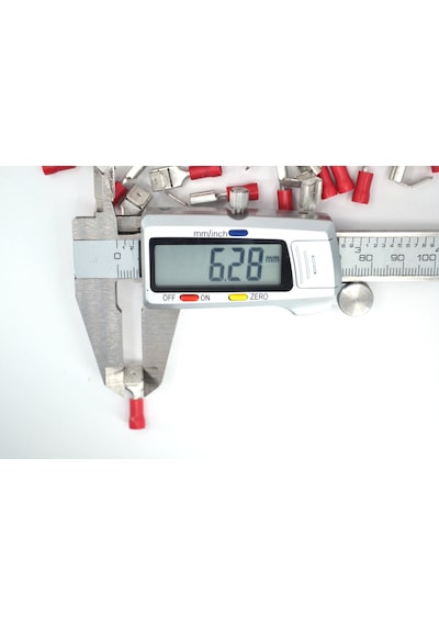 100 Adet 0,50-1,50mm Kablo Ucu 6,3 Erkek Dişi Dönüşlü Fiş Kırmızı Sıkmalı