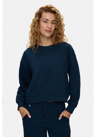 UCLA Clarıce Lacivert Bisiklet Yaka Pamuklu Simli Taş Baskılı Loose Fit Kadın Sweatshirt UCLA Clarıce Lacivert Bisiklet Yaka Pamuklu Simli Taş Baskılı Loose Fit Kadın Sweatshirt