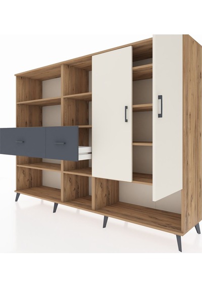 Hyperion Dolap 10 Raflı 2 Çekmeceli 2 Kapaklı 220x44x163 Çam-ayta Çam-aytaşı/antrasit Hyperion Dolap 10 Raflı 2 Çekmeceli 2 Kapaklı 220x44x163 Çam-ayta Çam-aytaşı/antrasit