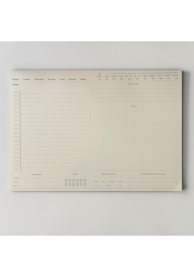 Paperto. Tarihsiz Günlük Planlayıcı, 29,7 21 Cm, 60 Yaprak, 110 Gr Ivory Kağıt, Bordo Kapak, Günlük Plan Defteri İngilizce
