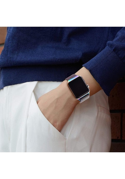 E2M Apple Uyumlu  Watch 42-44MM KRD-01 METAL HASIR KARIŞIK KORDON