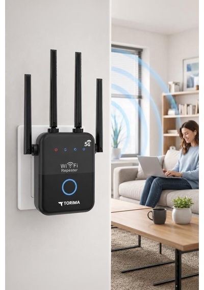 Delux Serisi Ofis Sinyal Çalışma Wifi Router Çift Bant 1600mbps 4 Anten Ac35q Siyah