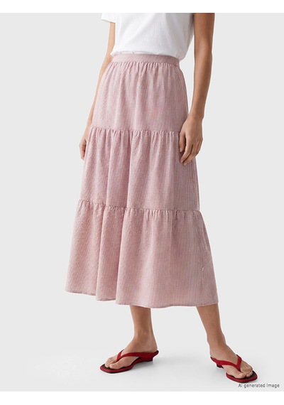 Lcwaıkıkı Classic Pembe Beli Lastikli Ekose Katkat Etek