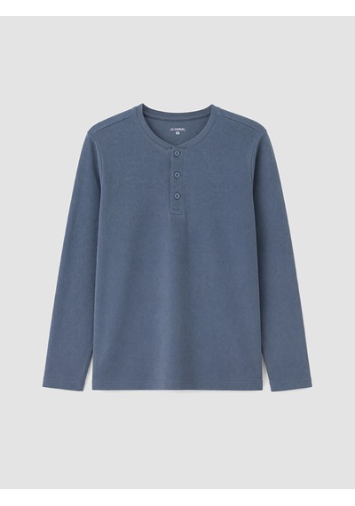 LC Waikiki Lc Waıkıkı İndigo Henley Yaka Uzun Kollu Erkek Pijama Üst Indigo