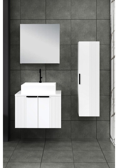 %100 Mdf 65 Cm Chester Banyo Dolabı + 30 Cm Boy Dolabı Beyaz %100 Mdf 65 Cm Chester Banyo Dolabı + 30 Cm Boy Dolabı Beyaz