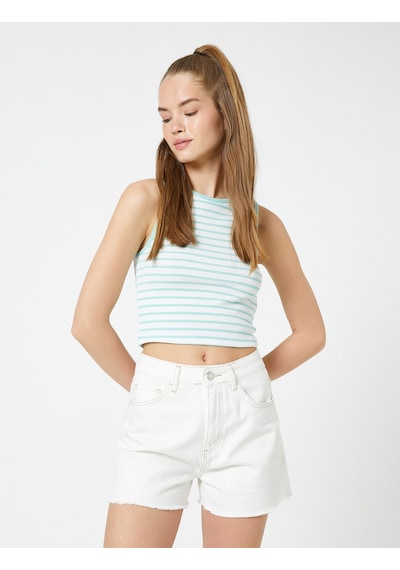 Koton Crop Fitilli Atlet Halter Yaka Biye Detaylı Yeşil Çizgili 3sal30054ık 3SAL30054IK7S5 Koton Crop Fitilli Atlet Halter Yaka Biye Detaylı Yeşil Çizgili 3sal30054ık 3SAL30054IK7S5