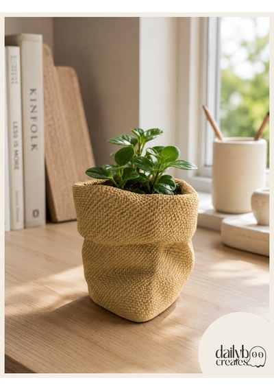 Dekoratif Çuval Saksı-çiçek,bitki,sukulent Saksısı-modern Tarz Saksı 01