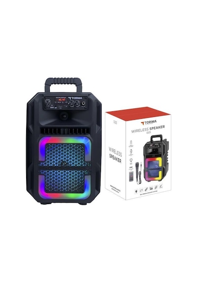 Bluetooth Hoparlör Rgb Işıklı Mikrofonlu Kumandalı Hoparlör D25 Siyah