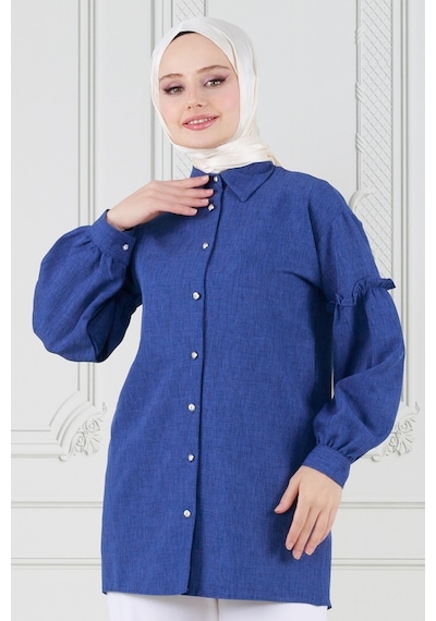 Sevitli Kolu Fırfır Detaylı Tunik-lacivert-3618-lacivert Lacivert Sevitli Kolu Fırfır Detaylı Tunik-lacivert-3618-lacivert Lacivert