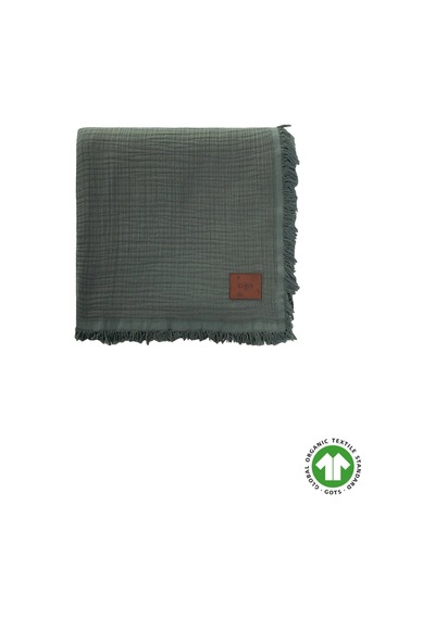 Organik Müslin Dört Kat Yatak Örtüsü 200x220 Cm Haki Yeşil