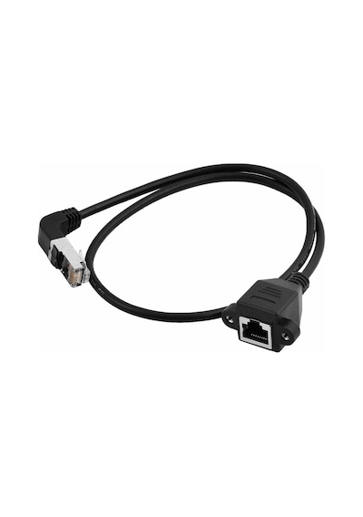 Panel Montaj Rj45 Erkek - Dişi 90 Derece Açılı Uzatma Lan Kablosu