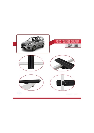 Ford Tourneo Courier 2017-2022 Arası İle Uyumlu Basic Model Ara Atkı Tavan Barı Siyah 3 Adet